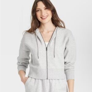Universal Thread Light Gray Zip-Up crop Hoodie nwt sz xl